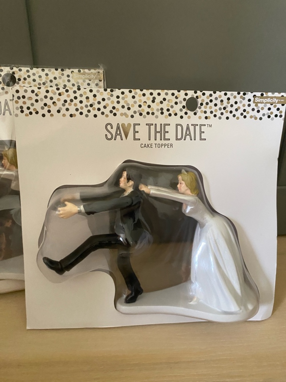 💍  Simplicity Save The Date Cake Topper - Bride Pulling Groom